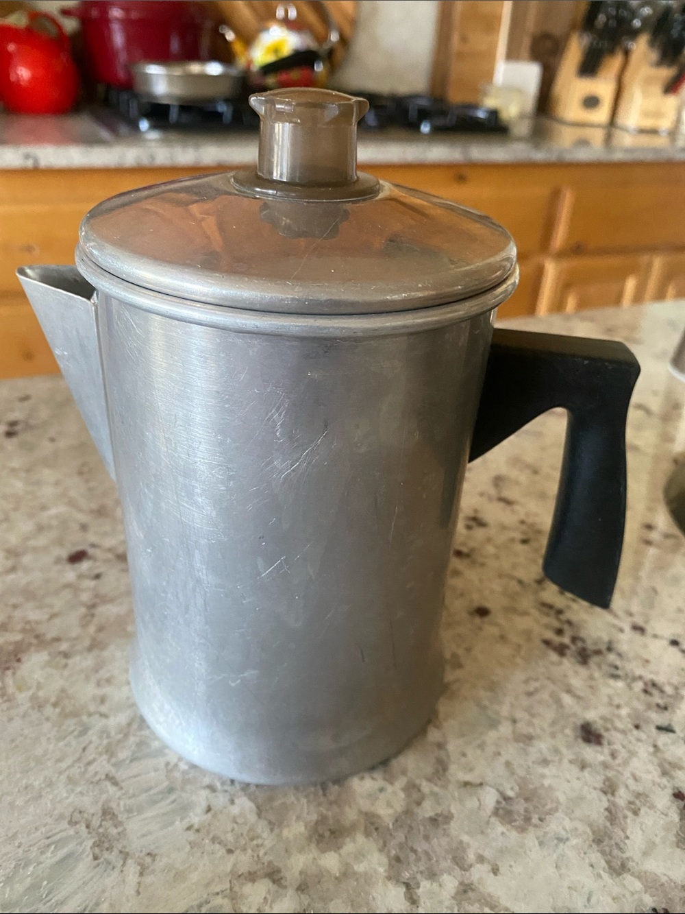 Aluminum Stovetop Coffee Percolator with Black Handle - Silver